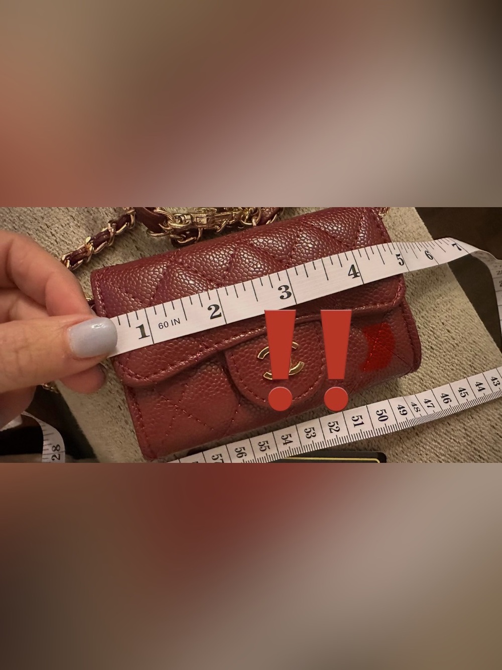 Quilted Crossbody Bag in Burgundy with Chain Strap - Picture 5 of 7